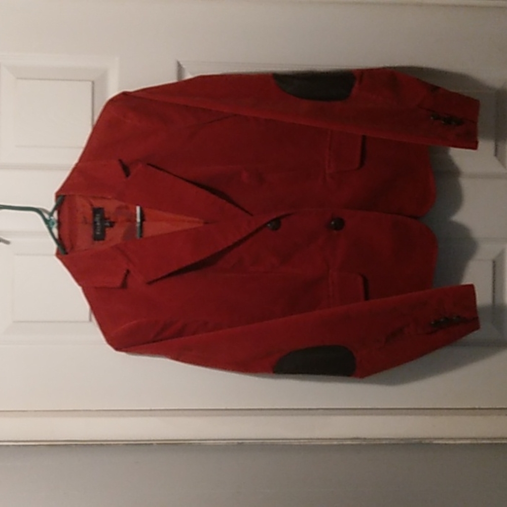 Talbots red courdroy Blazer with elbow patches, Sz 8